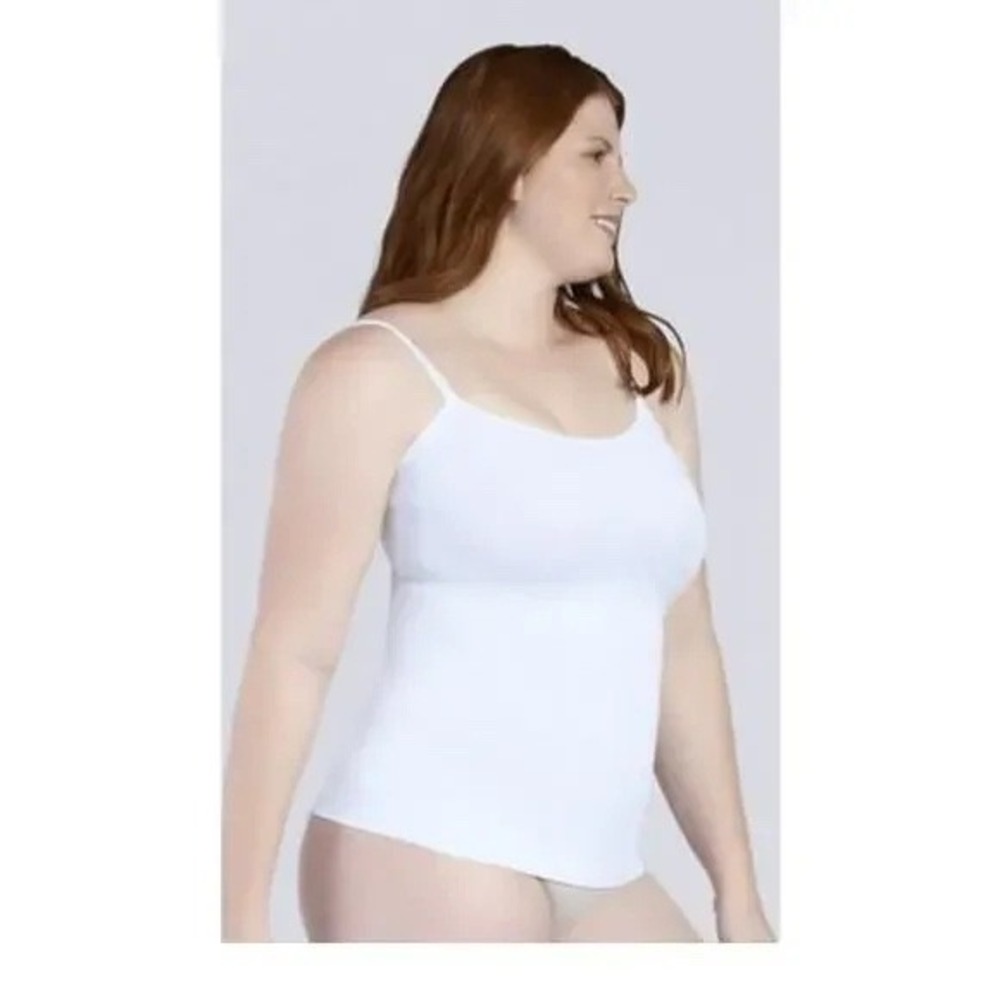 Curveez Incredibly Shaping Jacquard Cami XL White Spaghetti Straps Shapewear